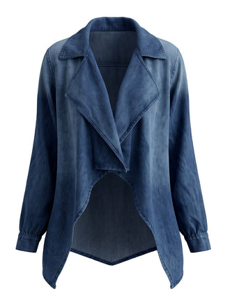 Blue 1970s Lapel Long Sleeve Denim Jacket