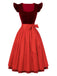 Red 1950s Square Neck Dress
