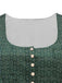 Green 1950s Ditsy Floral Print Square Neck Dress & Apron