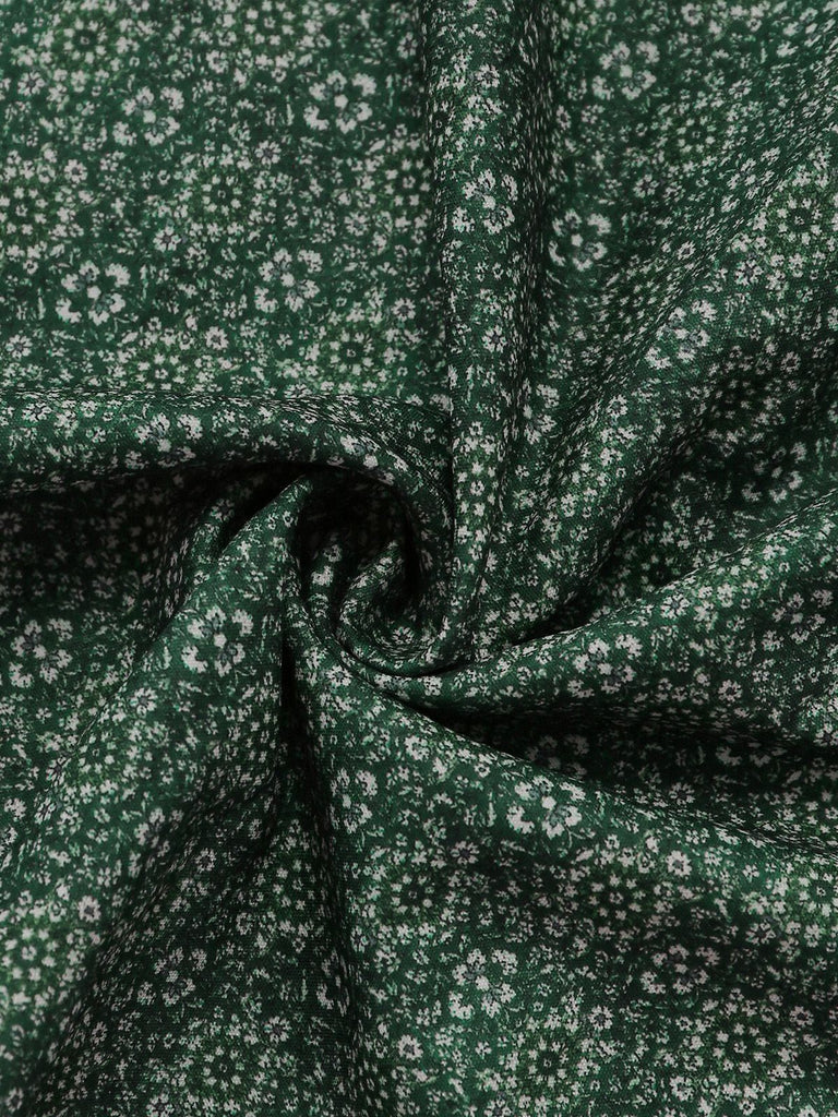 Green 1950s Ditsy Floral Print Square Neck Dress & Apron