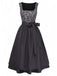 2PCS Black 1950s Leopard Square Neck Sleeveless Dress with Apron