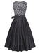 2PCS Black 1950s Leopard Square Neck Sleeveless Dress with Apron
