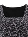 2PCS Black 1950s Leopard Square Neck Sleeveless Dress with Apron