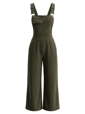 1930s Corduroy Wide Leg Pocket Overalls Jumpsuit