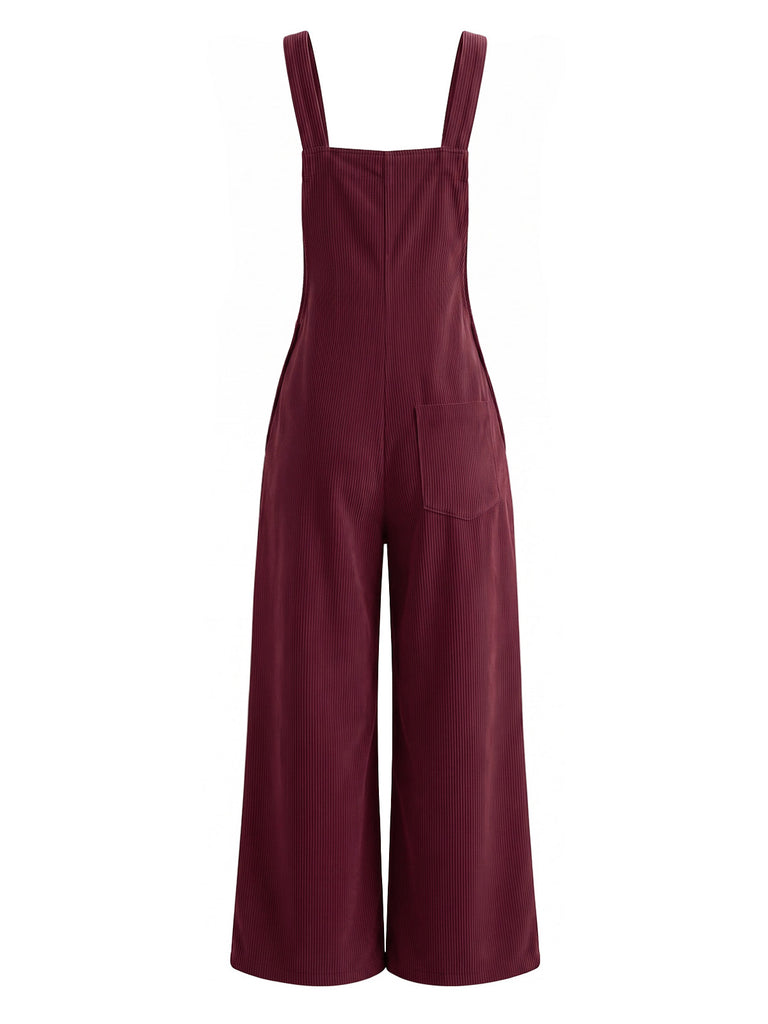 1930s Corduroy Wide Leg Pocket Overalls Jumpsuit
