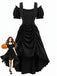 1980s Victorian Corset Lace Up Gothic Maxi Dress