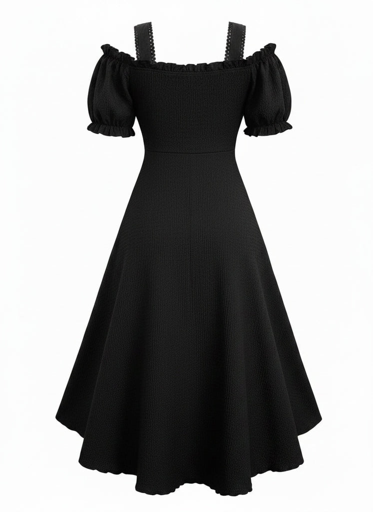 1980s Victorian Corset Lace Up Gothic Maxi Dress