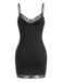 Black 1960s Halloween Gothic Skull Print Lace Cami Dress