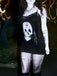 Black 1960s Halloween Gothic Skull Print Lace Cami Dress