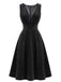 1950s Deep V-Neck Corduroy Pleated Pinafore