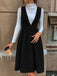 1950s Deep V-Neck Corduroy Pleated Pinafore