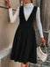 1950s Deep V-Neck Corduroy Pleated Pinafore