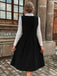 1950s Deep V-Neck Corduroy Pleated Pinafore