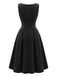 1950s Deep V-Neck Corduroy Pleated Pinafore