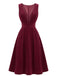 1950s Deep V-Neck Corduroy Pleated Pinafore