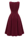 1950s Deep V-Neck Corduroy Pleated Pinafore