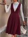 1950s Deep V-Neck Corduroy Pleated Pinafore