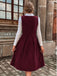 1950s Deep V-Neck Corduroy Pleated Pinafore