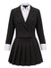 2PCS 1960s Solid Cropped Blazer & Pleated Skirt