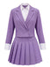 2PCS 1960s Solid Cropped Blazer & Pleated Skirt