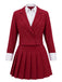2PCS 1960s Solid Cropped Blazer & Pleated Skirt
