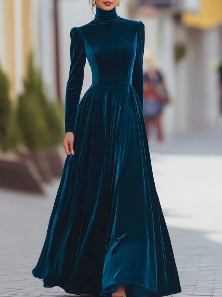 1940s Velvet Puff Sleeve Dress 4