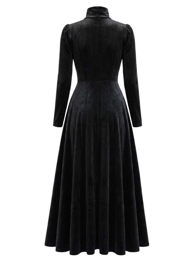 1940s Velvet Puff Sleeve Dress 2