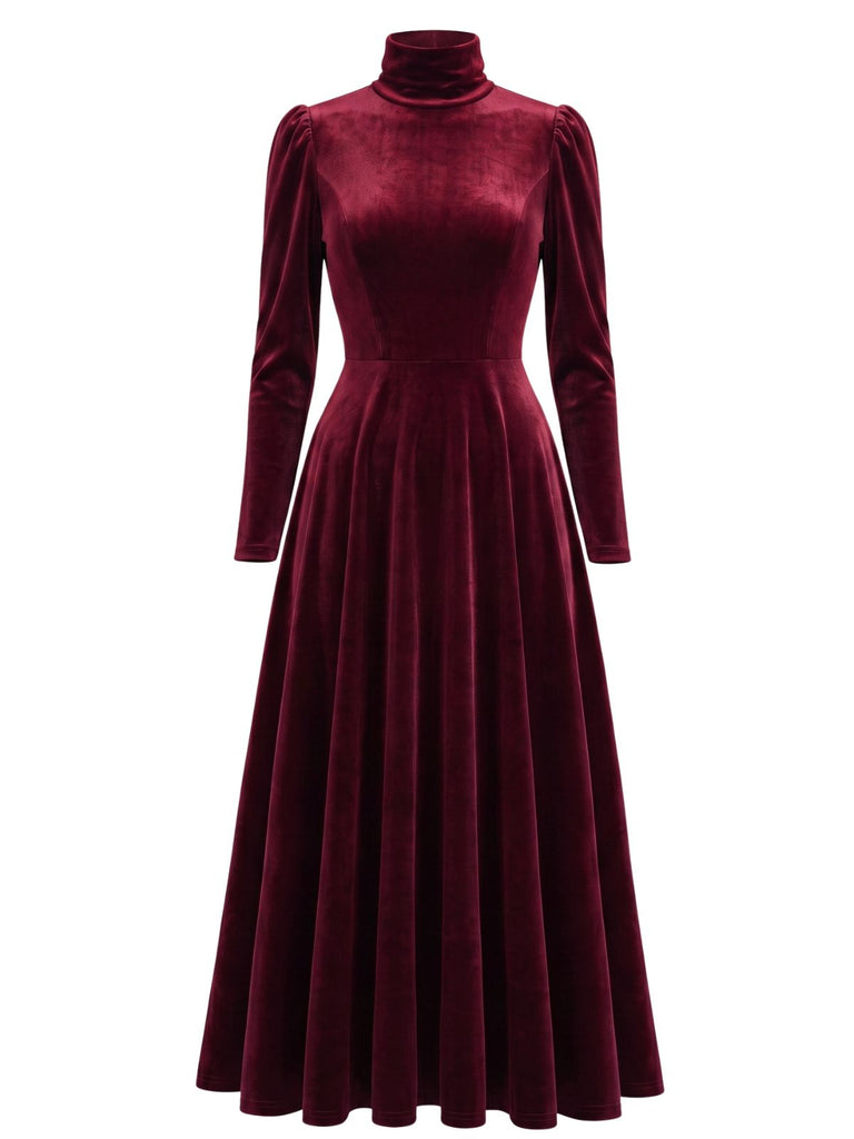 1940s Velvet Puff Sleeve Dress 7