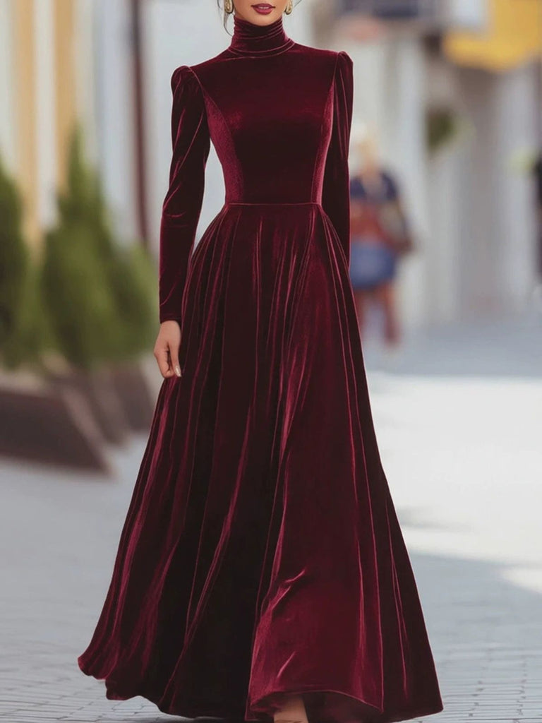 1940s Velvet Puff Sleeve Dress 9