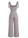 Grey 1940s Stripe Sleeveless Shoulder Tie Waist Wide Leg Jumpsuit