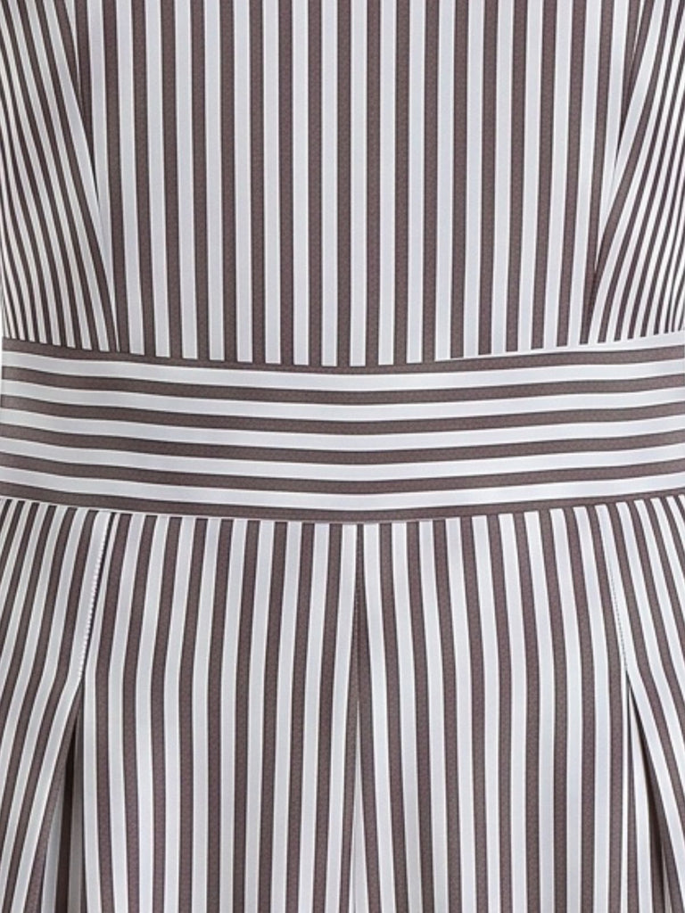 Grey 1940s Stripe Sleeveless Shoulder Tie Waist Wide Leg Jumpsuit