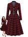 [Pre-Sale] 2PCS Black & Red 1950s Tartan Belted Fitted Blazer & Skirt