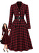 [Pre-Sale] 2PCS Black & Red 1950s Tartan Belted Fitted Blazer & Skirt