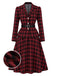 [Pre-Sale] 2PCS Black & Red 1950s Tartan Belted Fitted Blazer & Skirt