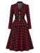 [Pre-Sale] 2PCS Black & Red 1950s Tartan Belted Fitted Blazer & Skirt