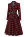 [Pre-Sale] 2PCS Black & Red 1950s Tartan Belted Fitted Blazer & Skirt