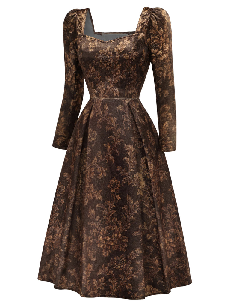 [Pre-Sale] Brown Floral Dress 3