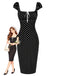 [Pre-Sale] Black 1960s Square Neck Polka Dot Pencil Dress