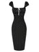[Pre-Sale] Black 1960s Square Neck Polka Dot Pencil Dress