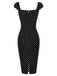 [Pre-Sale] Black 1960s Square Neck Polka Dot Pencil Dress