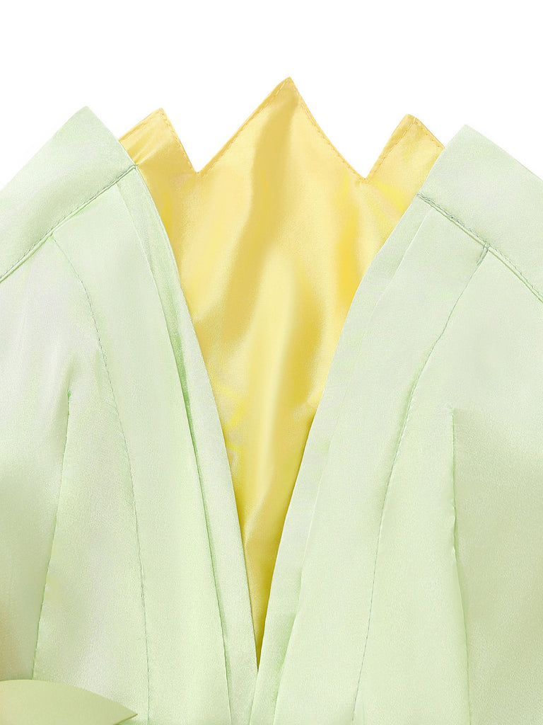 1950s Satin Fairy Green Leaf Petal Princess Costume Dress Set