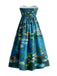[Pre-Sale] [Plus Size] Blue 1950s Water Lily Sweetheart Strapless Dress