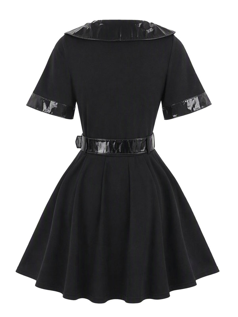 Black 1950s Police Officer Costume Mini Dress Set