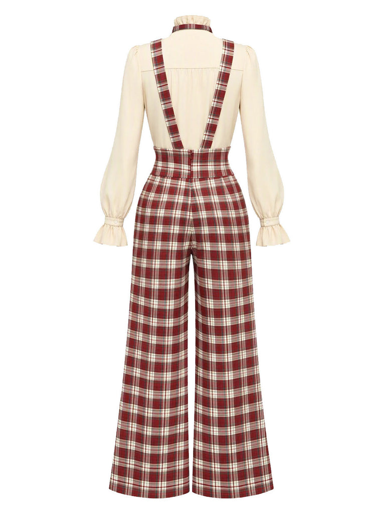 红黑拼色 1970s Plaid Jumpsuit 13