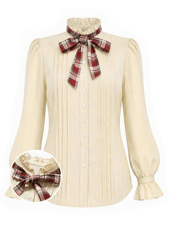 Beige 1970s Long Sleeve Top 6