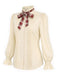 Beige 1970s Long Sleeve Top 8