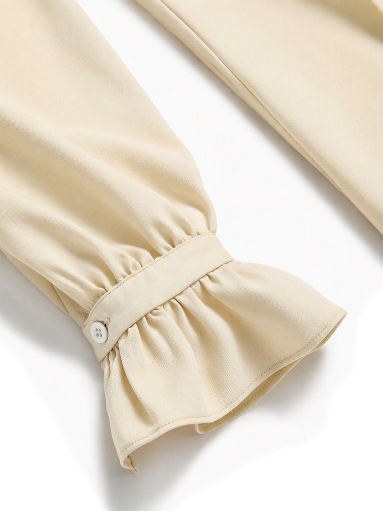Beige 1970s Long Sleeve Top 10