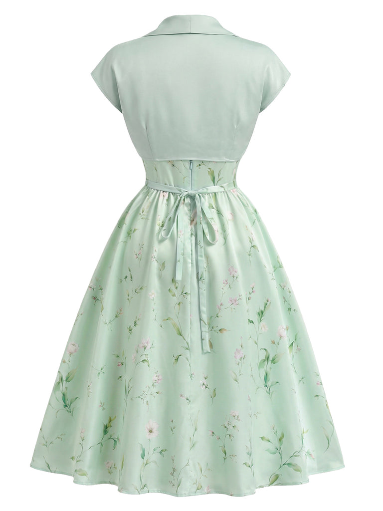[Pre-Sale] 2PCS 1940s Sweetheart Satin Floral Dress With Bolero Jacket
