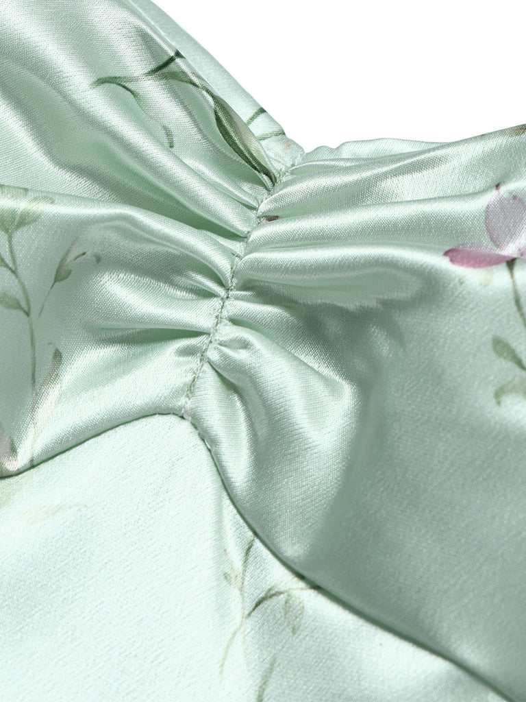 [Pre-Sale] 2PCS 1940s Sweetheart Satin Floral Dress With Bolero Jacket