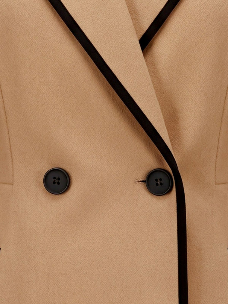 Khaki 1940s Camel Patchwork Lapel Paneled Jacket
